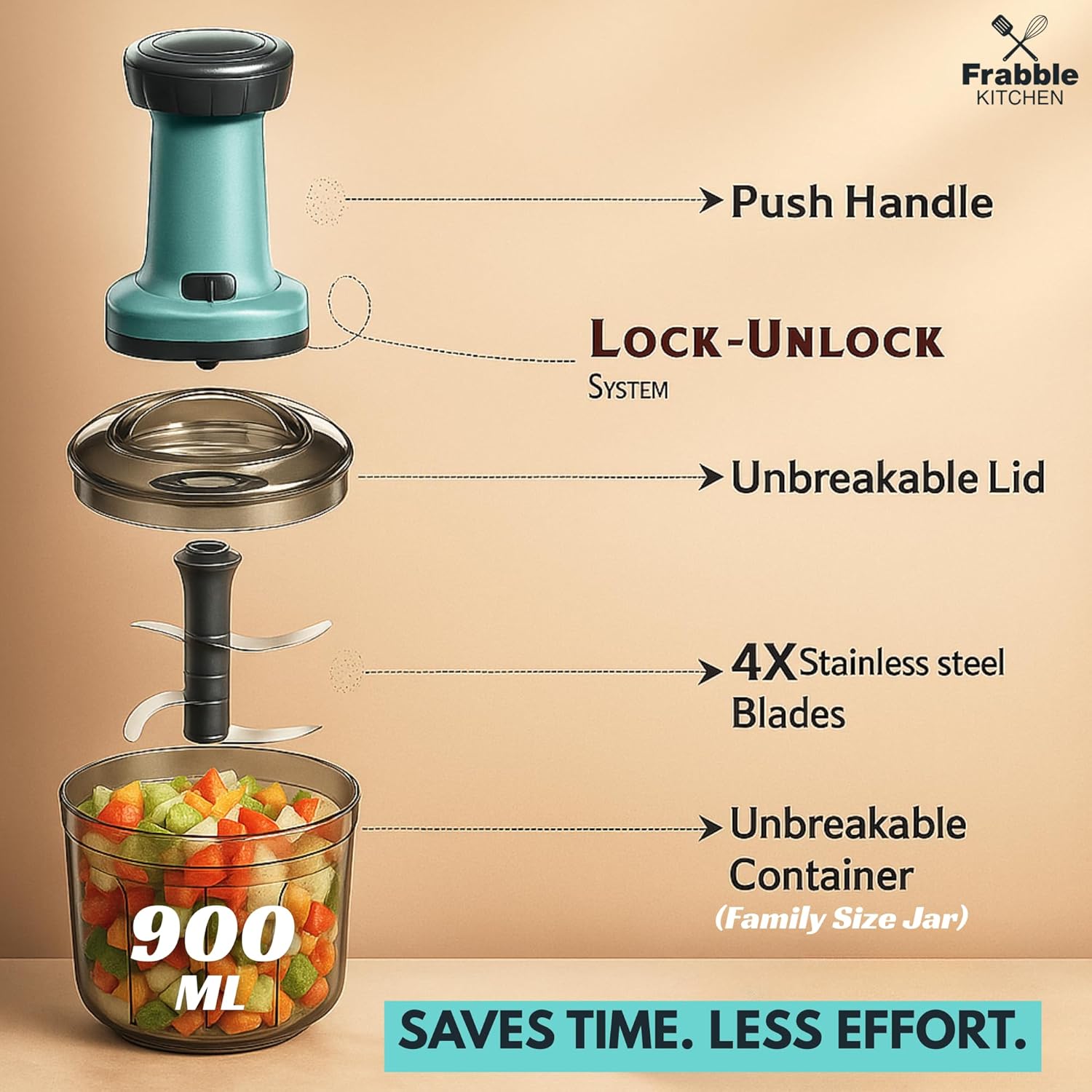 Manual Push Vegetable Chopper – Fast, Easy and Mess-Free Cooking